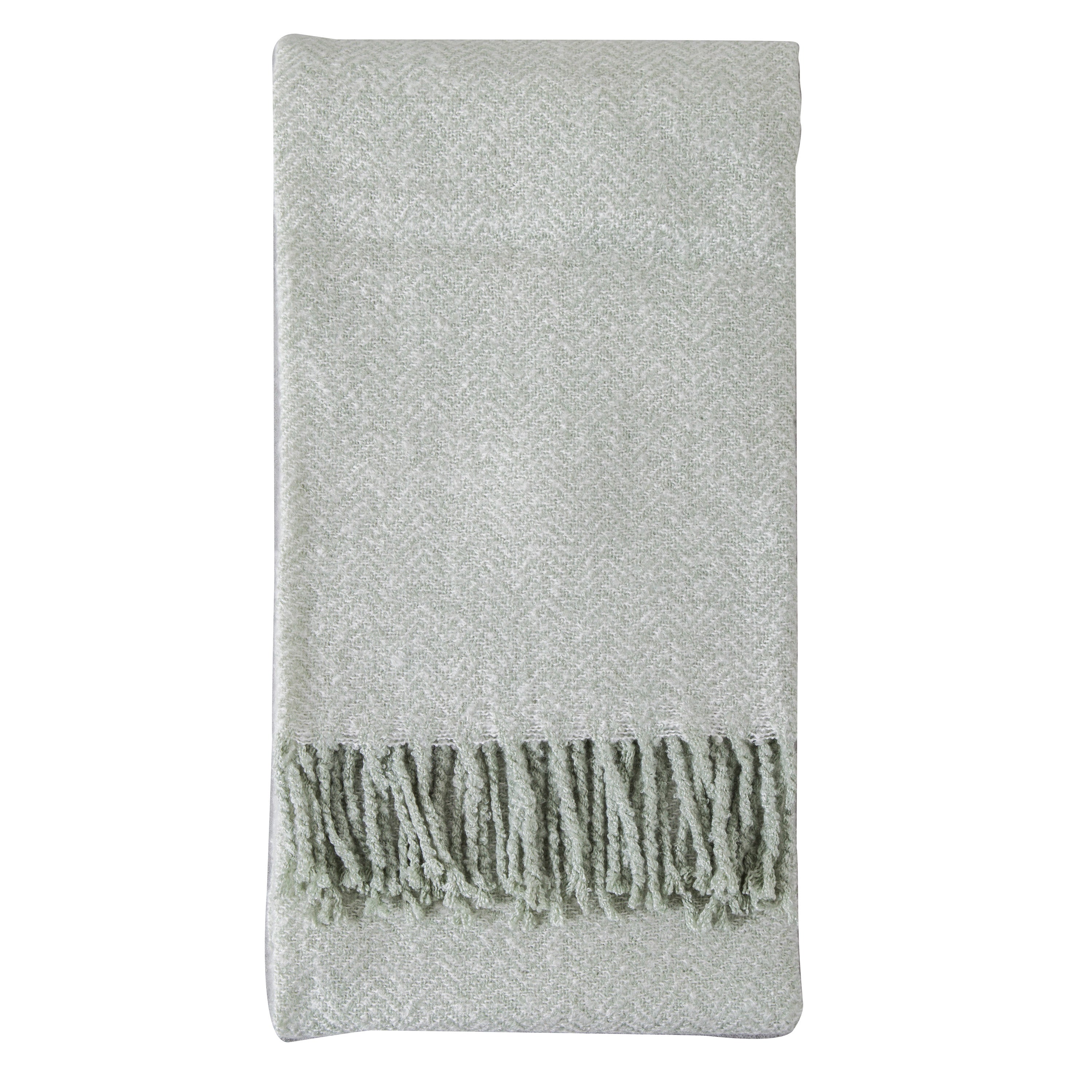 Herringbone Faux Mohair Throw Sage Green